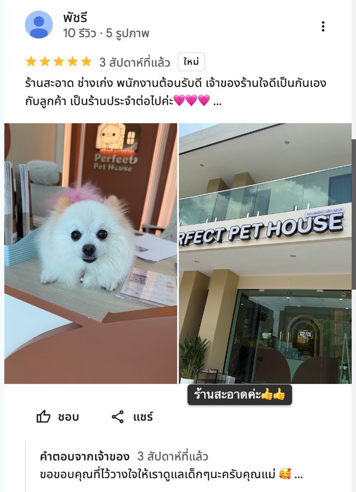 รีวิวจากลูกค้า Perfect Pet House